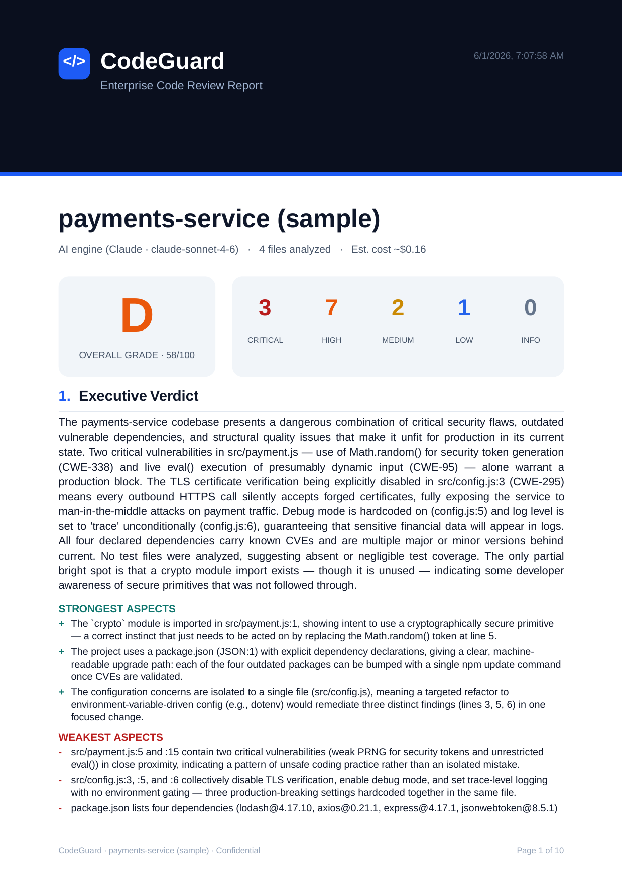 Sample report · payments-service